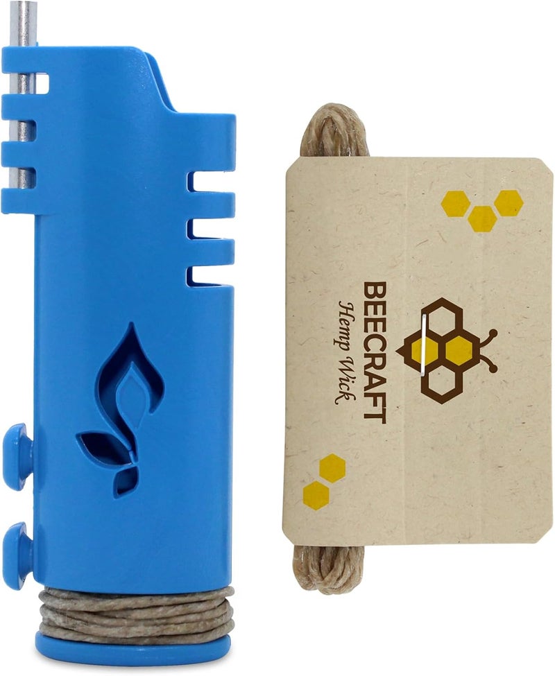 Hemplights Hemp Wick Lighter Wrapper (Blue) + 5 FT Hemp Wick - Image 1